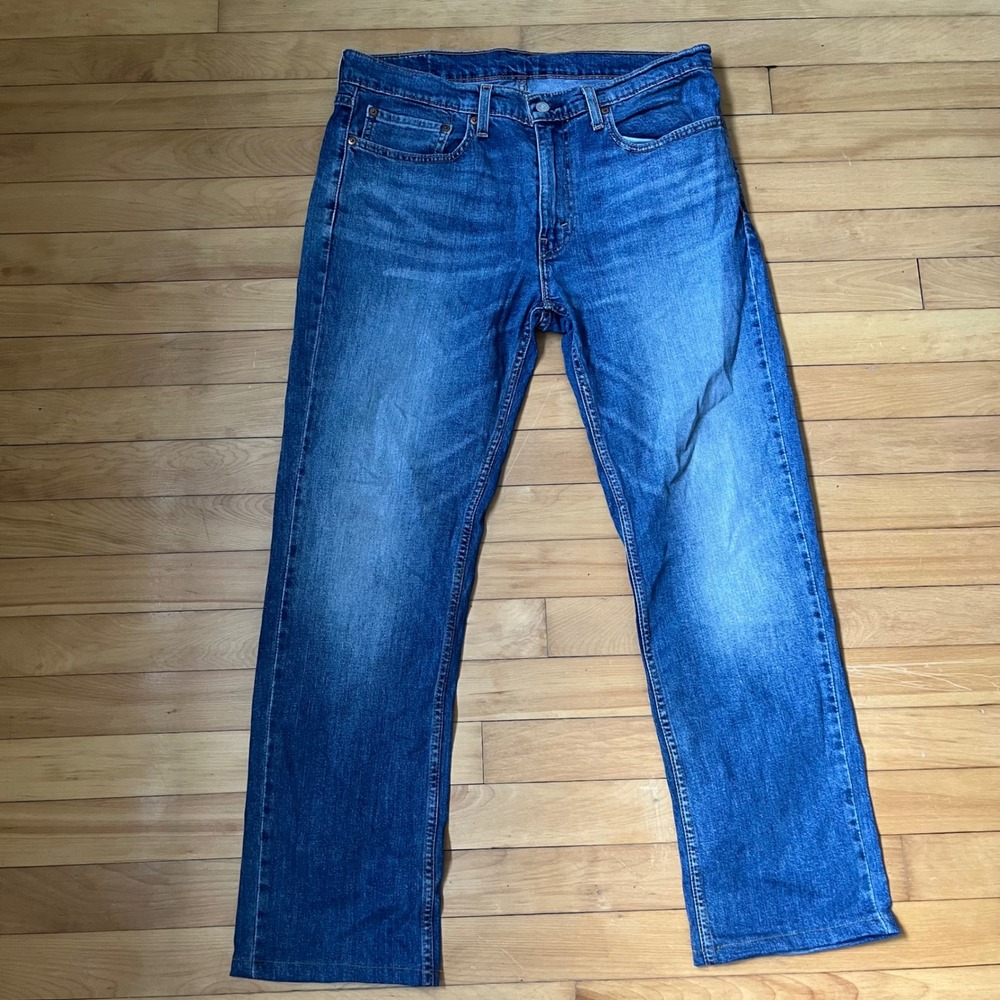 Levis 514 Straight Fit Mens Jeans 34x32 Medium Wash Blue Denim Pants